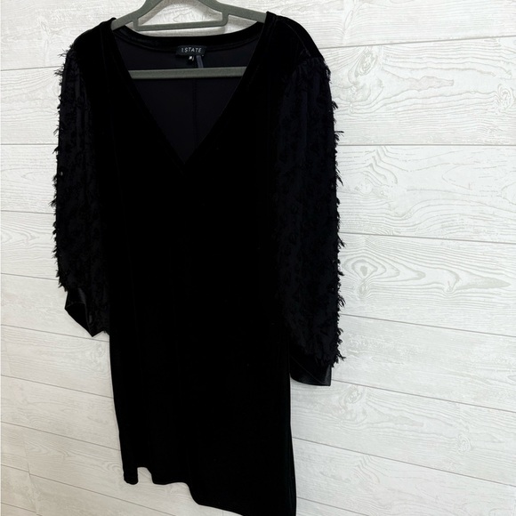 1 State Women’s Black Velvet Midi Dress. Size M - Picture 2 of 8